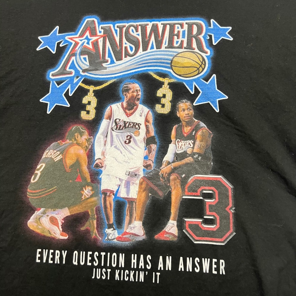 Shaka Wear Allen Iverson The Answer 76ers Graphic Tee Black 2XL Heavyweight